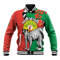 Happy Madagascar Independence Day Baseball Jacket Ring-Tailed Lemur With Seal Of Madagasikara
