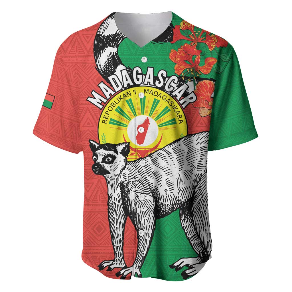 Happy Madagascar Independence Day Baseball Jersey Ring-Tailed Lemur With Seal Of Madagasikara
