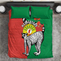 Happy Madagascar Independence Day Bedding Set Ring-Tailed Lemur With Seal Of Madagasikara