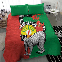 Happy Madagascar Independence Day Bedding Set Ring-Tailed Lemur With Seal Of Madagasikara