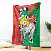 Happy Madagascar Independence Day Blanket Ring-Tailed Lemur With Seal Of Madagasikara