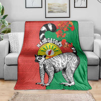 Happy Madagascar Independence Day Blanket Ring-Tailed Lemur With Seal Of Madagasikara