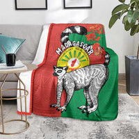 Happy Madagascar Independence Day Blanket Ring-Tailed Lemur With Seal Of Madagasikara