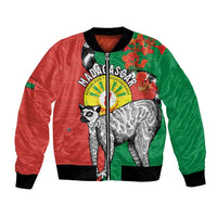 Happy Madagascar Independence Day Bomber Jacket Ring-Tailed Lemur With Seal Of Madagasikara