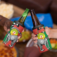 Happy Madagascar Independence Day 4 in 1 Can Cooler Tumbler Ring-Tailed Lemur With Seal Of Madagasikara