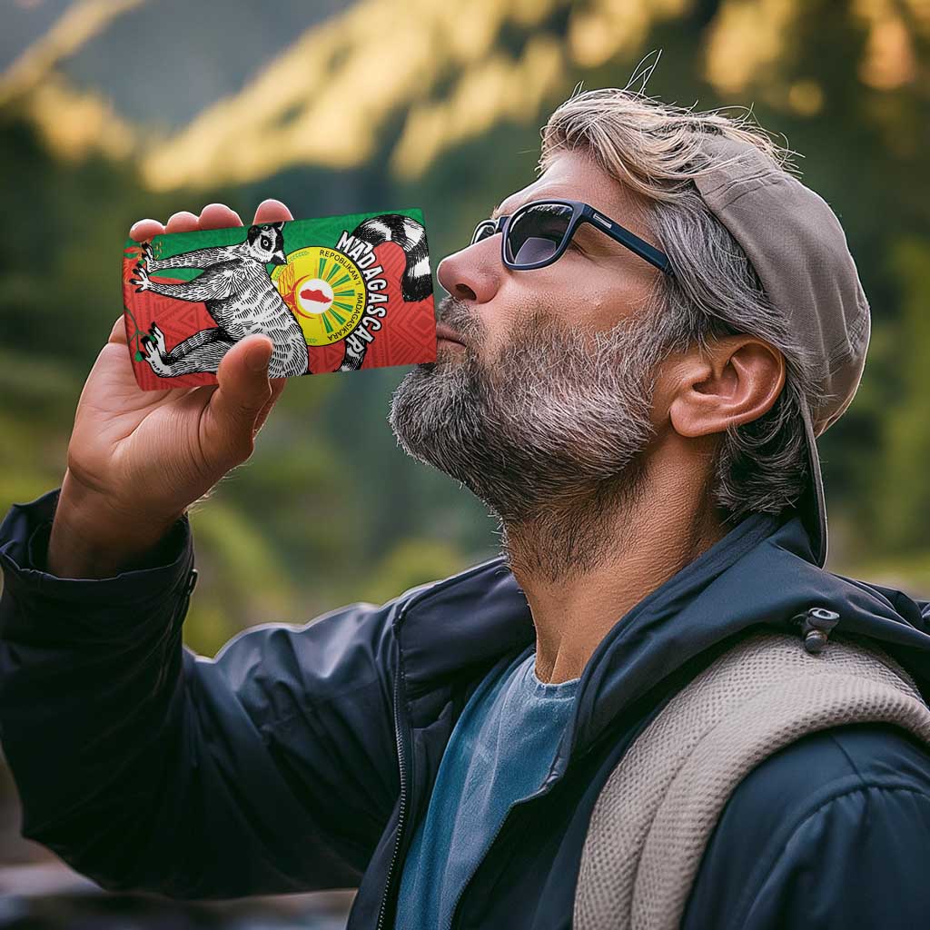 Happy Madagascar Independence Day 4 in 1 Can Cooler Tumbler Ring-Tailed Lemur With Seal Of Madagasikara