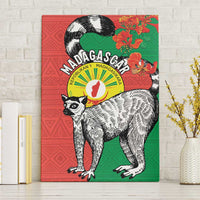 Happy Madagascar Independence Day Canvas Wall Art Ring-Tailed Lemur With Seal Of Madagasikara
