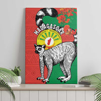 Happy Madagascar Independence Day Canvas Wall Art Ring-Tailed Lemur With Seal Of Madagasikara