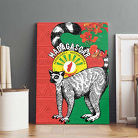 Happy Madagascar Independence Day Canvas Wall Art Ring-Tailed Lemur With Seal Of Madagasikara