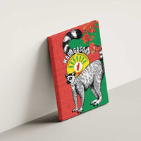 Happy Madagascar Independence Day Canvas Wall Art Ring-Tailed Lemur With Seal Of Madagasikara