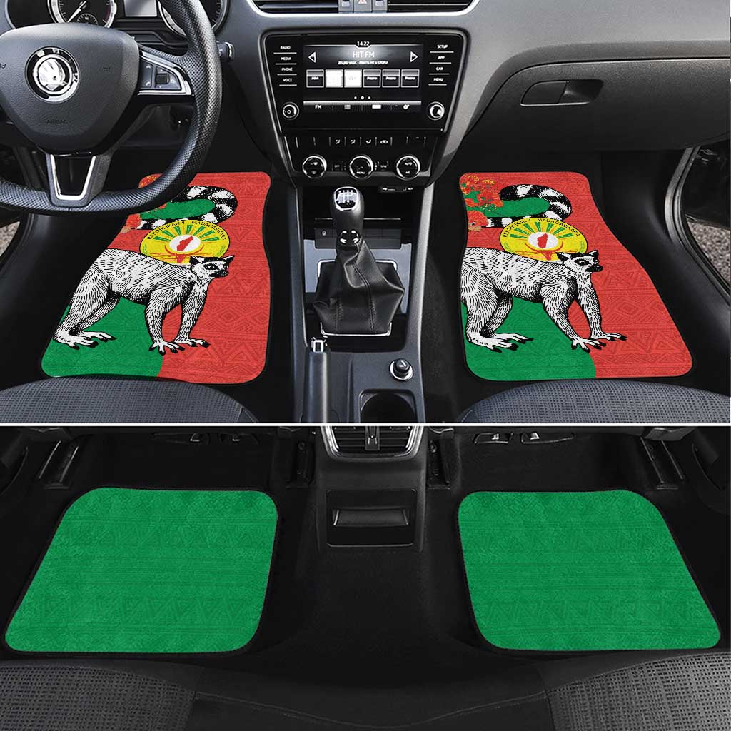 Happy Madagascar Independence Day Car Mats Ring-Tailed Lemur With Seal Of Madagasikara
