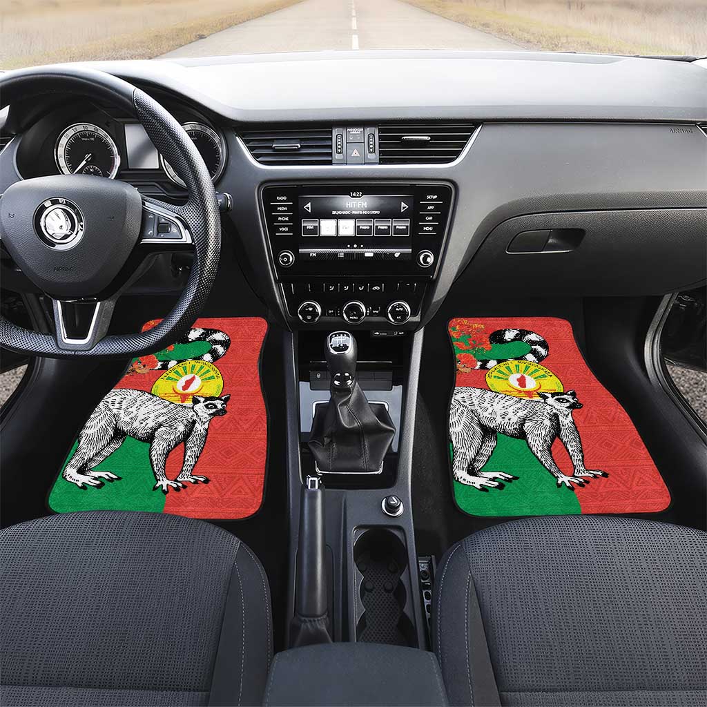 Happy Madagascar Independence Day Car Mats Ring-Tailed Lemur With Seal Of Madagasikara