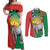 Happy Madagascar Independence Day Couples Matching Off Shoulder Maxi Dress and Long Sleeve Button Shirt Ring-Tailed Lemur With Seal Of Madagasikara
