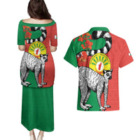Happy Madagascar Independence Day Couples Matching Puletasi and Hawaiian Shirt Ring-Tailed Lemur With Seal Of Madagasikara