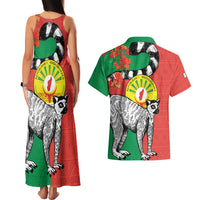 Happy Madagascar Independence Day Couples Matching Tank Maxi Dress and Hawaiian Shirt Ring-Tailed Lemur With Seal Of Madagasikara