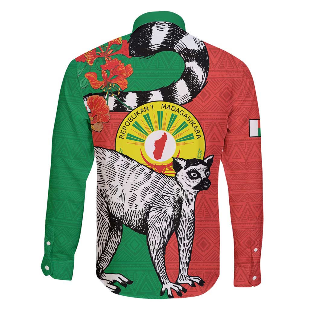 Happy Madagascar Independence Day Family Matching Long Sleeve Bodycon Dress and Hawaiian Shirt Ring-Tailed Lemur With Seal Of Madagasikara