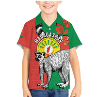 Happy Madagascar Independence Day Family Matching Mermaid Dress and Hawaiian Shirt Ring-Tailed Lemur With Seal Of Madagasikara