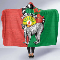 Happy Madagascar Independence Day Hooded Blanket Ring-Tailed Lemur With Seal Of Madagasikara