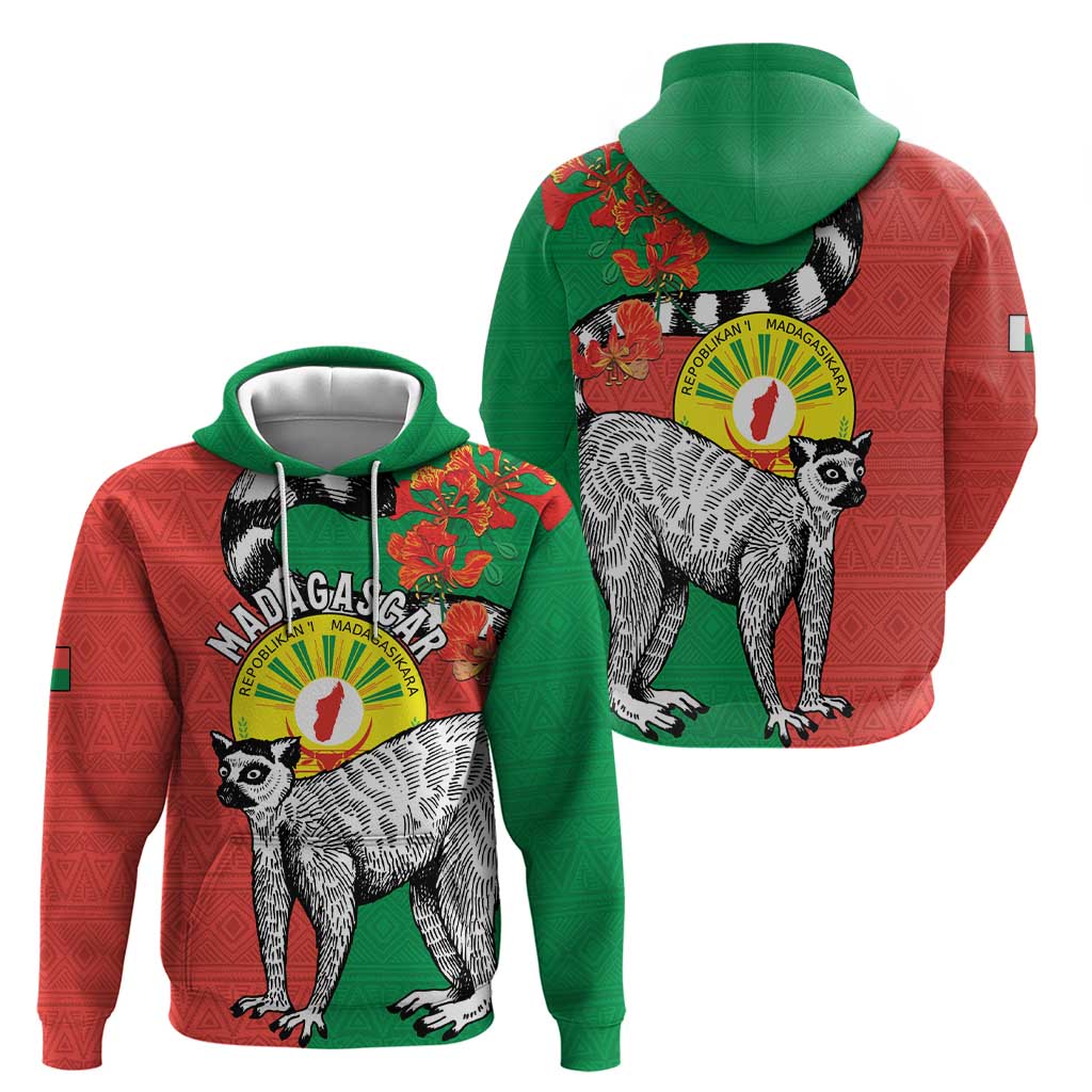 Happy Madagascar Independence Day Hoodie Ring-Tailed Lemur With Seal Of Madagasikara