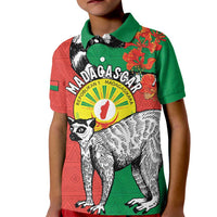 Happy Madagascar Independence Day Kid Polo Shirt Ring-Tailed Lemur With Seal Of Madagasikara
