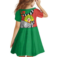 Happy Madagascar Independence Day Kid Short Sleeve Dress Ring-Tailed Lemur With Seal Of Madagasikara