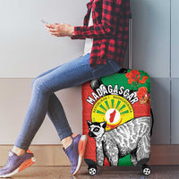 Happy Madagascar Independence Day Luggage Cover Ring-Tailed Lemur With Seal Of Madagasikara