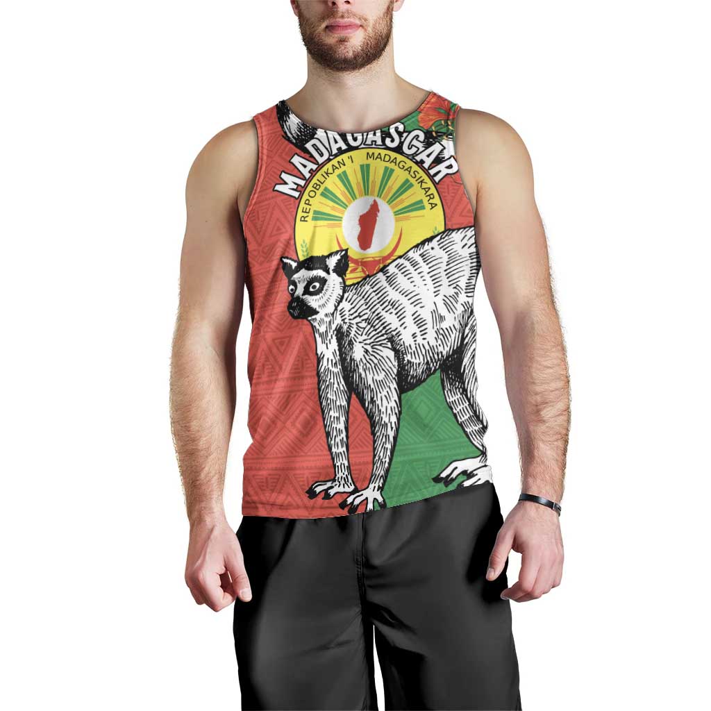 Happy Madagascar Independence Day Men Tank Top Ring-Tailed Lemur With Seal Of Madagasikara