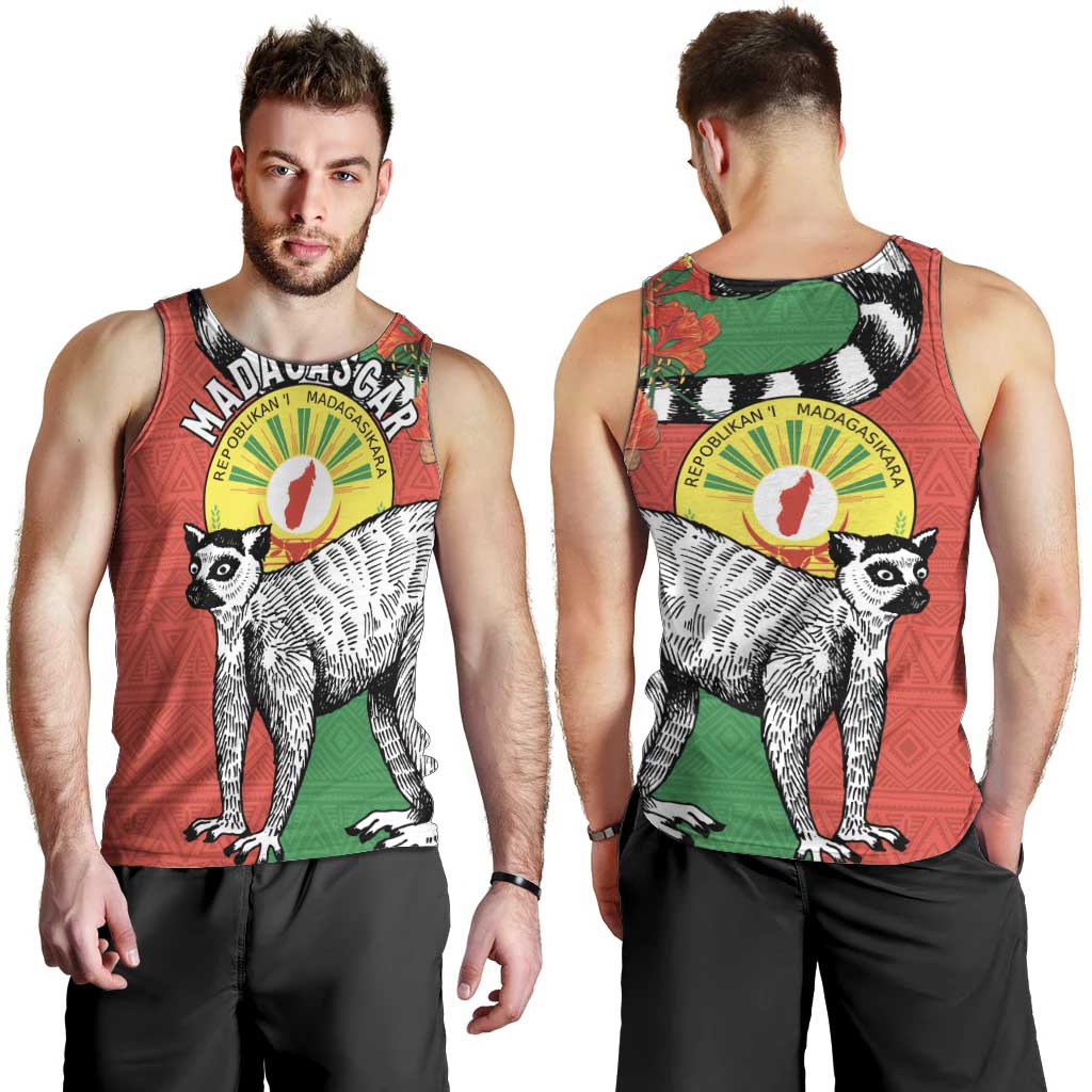 Happy Madagascar Independence Day Men Tank Top Ring-Tailed Lemur With Seal Of Madagasikara