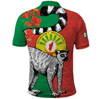 Happy Madagascar Independence Day Polo Shirt Ring-Tailed Lemur With Seal Of Madagasikara