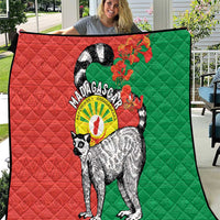 Happy Madagascar Independence Day Quilt Ring-Tailed Lemur With Seal Of Madagasikara