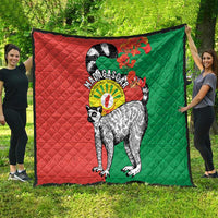 Happy Madagascar Independence Day Quilt Ring-Tailed Lemur With Seal Of Madagasikara