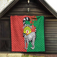 Happy Madagascar Independence Day Quilt Ring-Tailed Lemur With Seal Of Madagasikara