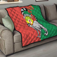 Happy Madagascar Independence Day Quilt Ring-Tailed Lemur With Seal Of Madagasikara