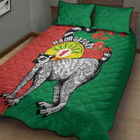 Happy Madagascar Independence Day Quilt Bed Set Ring-Tailed Lemur With Seal Of Madagasikara