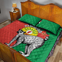 Happy Madagascar Independence Day Quilt Bed Set Ring-Tailed Lemur With Seal Of Madagasikara