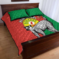 Happy Madagascar Independence Day Quilt Bed Set Ring-Tailed Lemur With Seal Of Madagasikara
