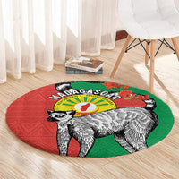 Happy Madagascar Independence Day Round Carpet Ring-Tailed Lemur With Seal Of Madagasikara