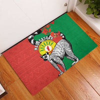 Happy Madagascar Independence Day Rubber Doormat Ring-Tailed Lemur With Seal Of Madagasikara