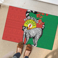 Happy Madagascar Independence Day Rubber Doormat Ring-Tailed Lemur With Seal Of Madagasikara