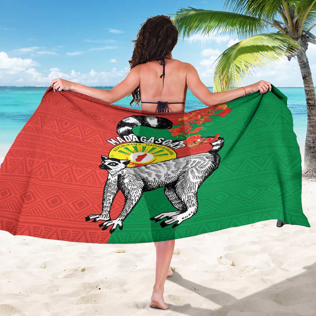 Happy Madagascar Independence Day Sarong Ring-Tailed Lemur With Seal Of Madagasikara