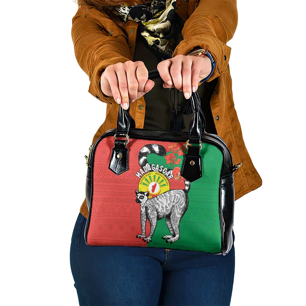 Happy Madagascar Independence Day Shoulder Handbag Ring-Tailed Lemur With Seal Of Madagasikara
