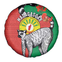 Happy Madagascar Independence Day Spare Tire Cover Ring-Tailed Lemur With Seal Of Madagasikara