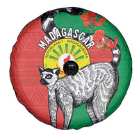 Happy Madagascar Independence Day Spare Tire Cover Ring-Tailed Lemur With Seal Of Madagasikara