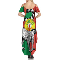 Happy Madagascar Independence Day Summer Maxi Dress Ring-Tailed Lemur With Seal Of Madagasikara