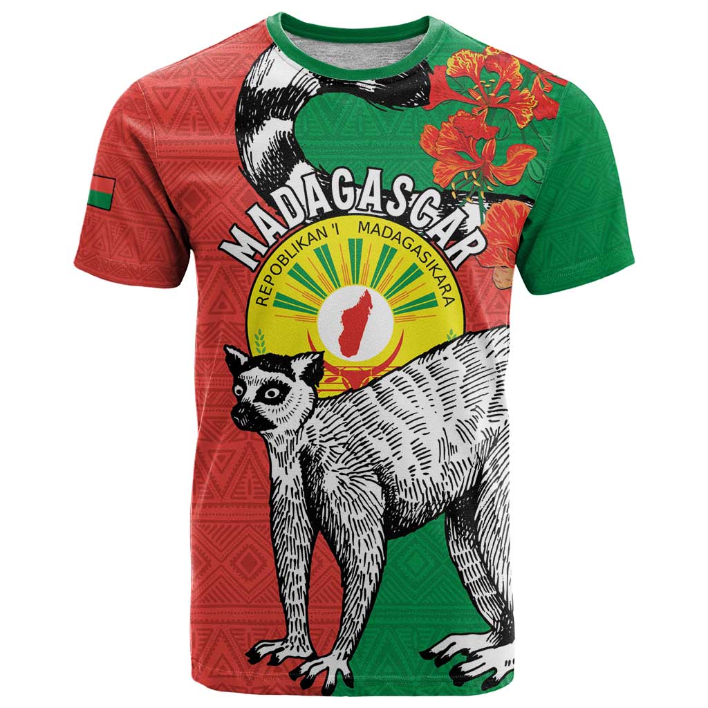 Happy Madagascar Independence Day T Shirt Ring-Tailed Lemur With Seal Of Madagasikara