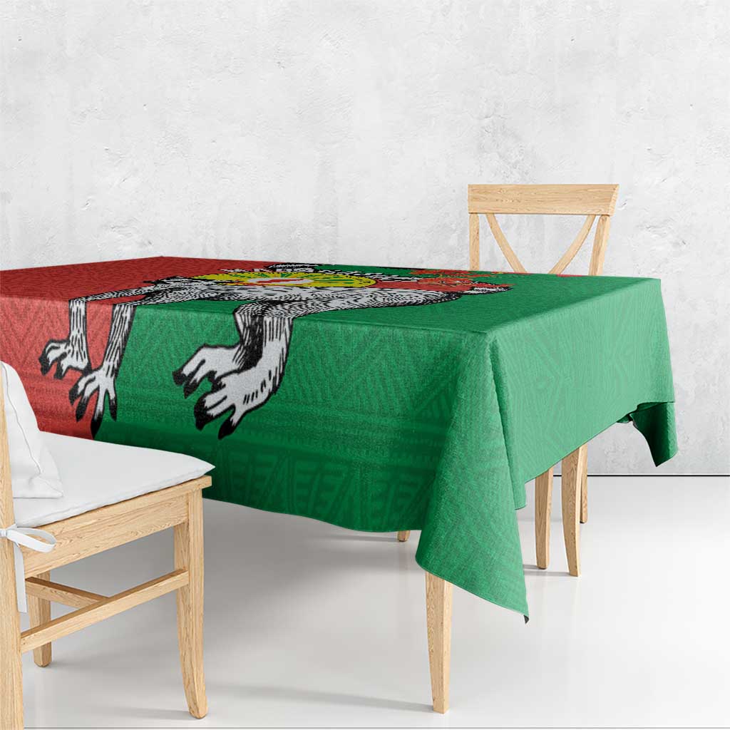 Happy Madagascar Independence Day Tablecloth Ring-Tailed Lemur With Seal Of Madagasikara