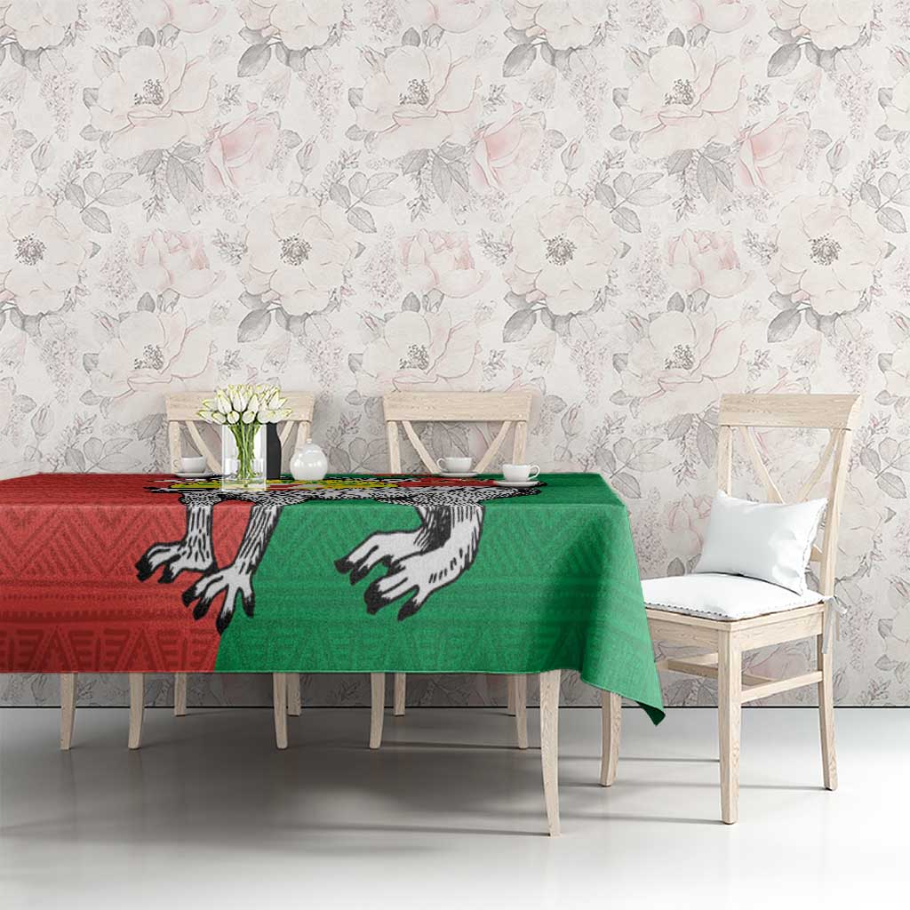 Happy Madagascar Independence Day Tablecloth Ring-Tailed Lemur With Seal Of Madagasikara