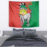 Happy Madagascar Independence Day Tapestry Ring-Tailed Lemur With Seal Of Madagasikara