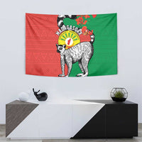 Happy Madagascar Independence Day Tapestry Ring-Tailed Lemur With Seal Of Madagasikara