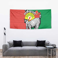 Happy Madagascar Independence Day Tapestry Ring-Tailed Lemur With Seal Of Madagasikara